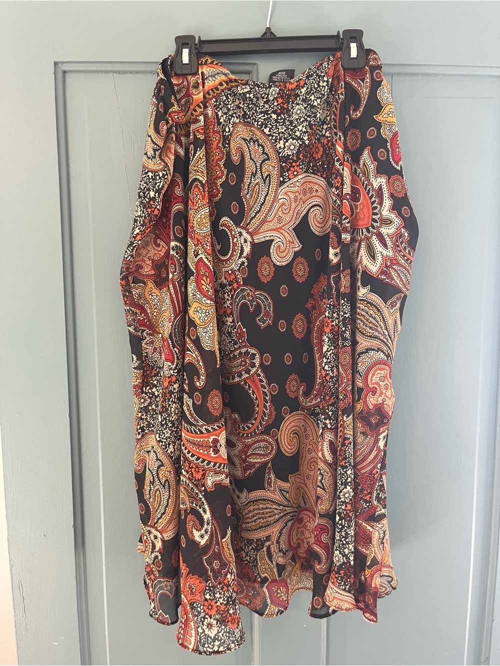 Paisley Midi Skirt in Black and Rust